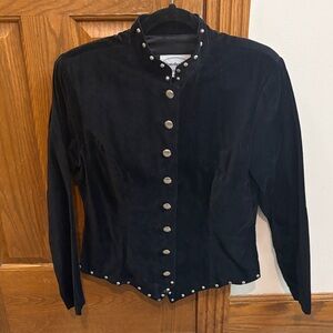 Black Velvet Jacket with Silver Buttons Boho Western Whimsigoth